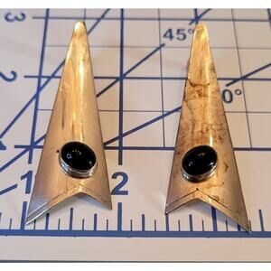 Sterling and Onyx Triangular Dangle Drop Earrings, 10gm, Modernist Design